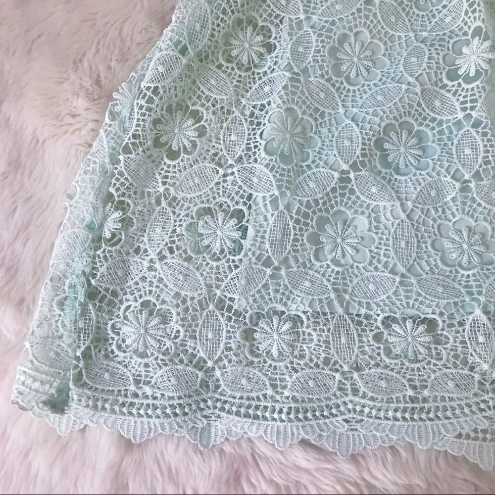 GIANNI BINI Mint Green Lace Midi Dress Cocktail Spaghetti Strap‎ Size 2 New
